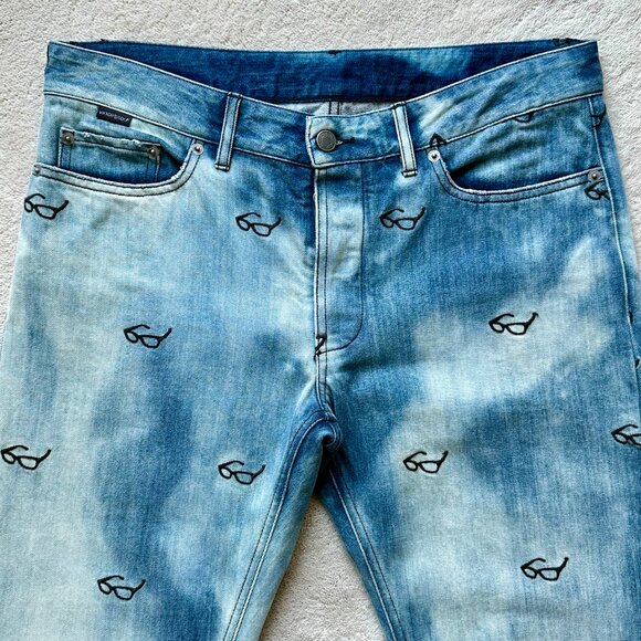 VIKTOR & ROLF Slim COTTON Denim JEANS w/All-Over Embroidered Motif SIZE 32 US - Picture 3 of 11